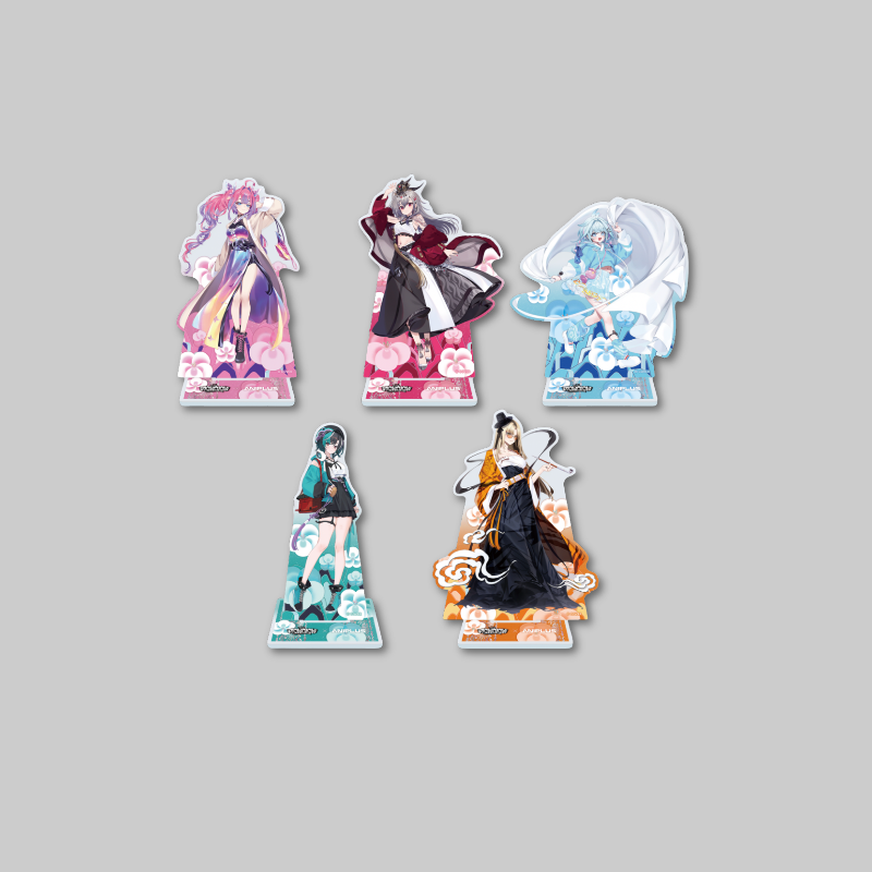 Bring the vibrant world of HOLOLIVE: Flow Glow to your collection with the Acrylic Stand from the Flow Glow x Aniplus collaboration.