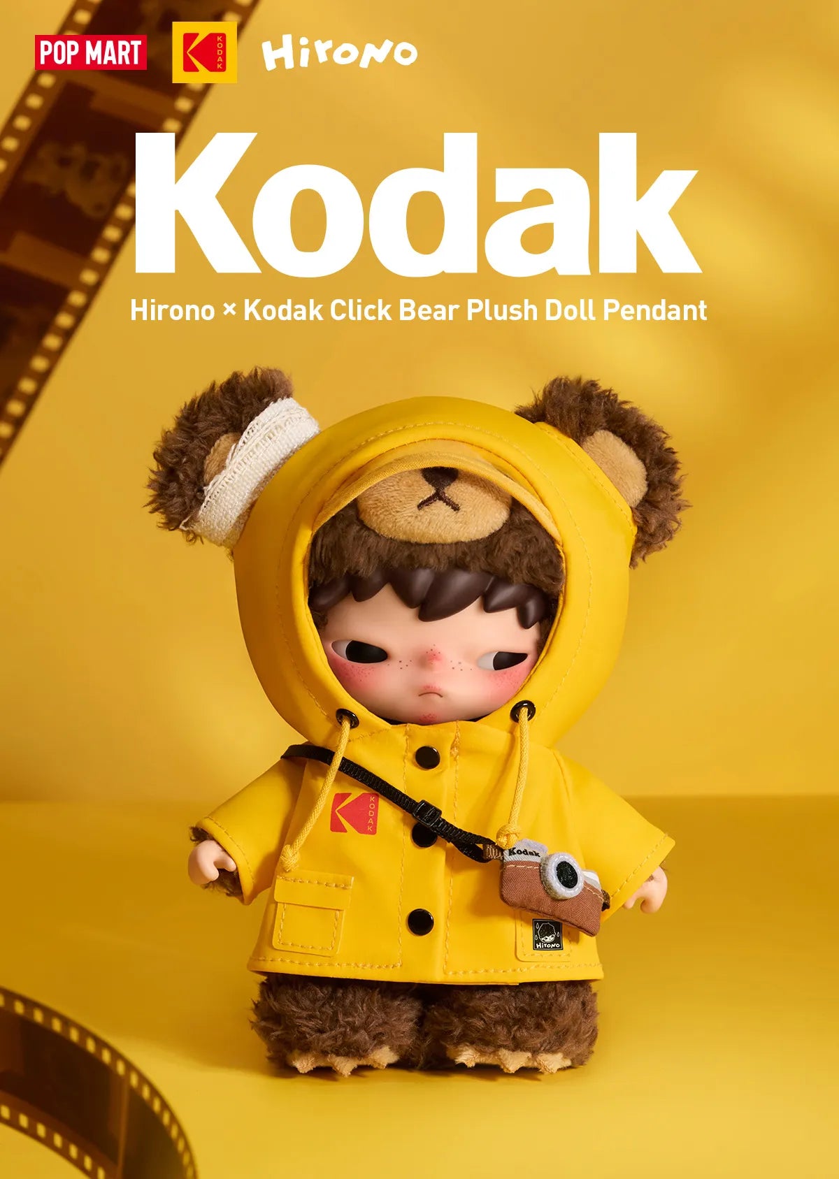 Part of the exclusive collaboration between HIRONO and Kodak, this adorable teddy bear keyring features a cute raincoat-inspired design that blends HIRONO's signature artistic style with Kodak's nostalgic aesthetic.