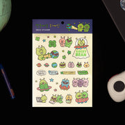 Add a playful touch to your favorite items with the Kakao Friends - Alien Transparent Sticker.