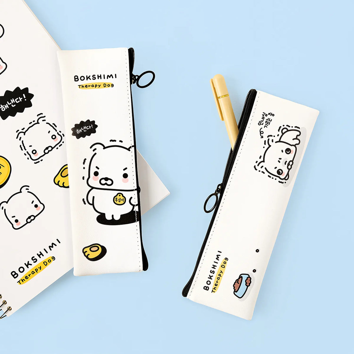 Keep your stationery organized with the Kakao Friends - Boksim Flat Pencil Case.
