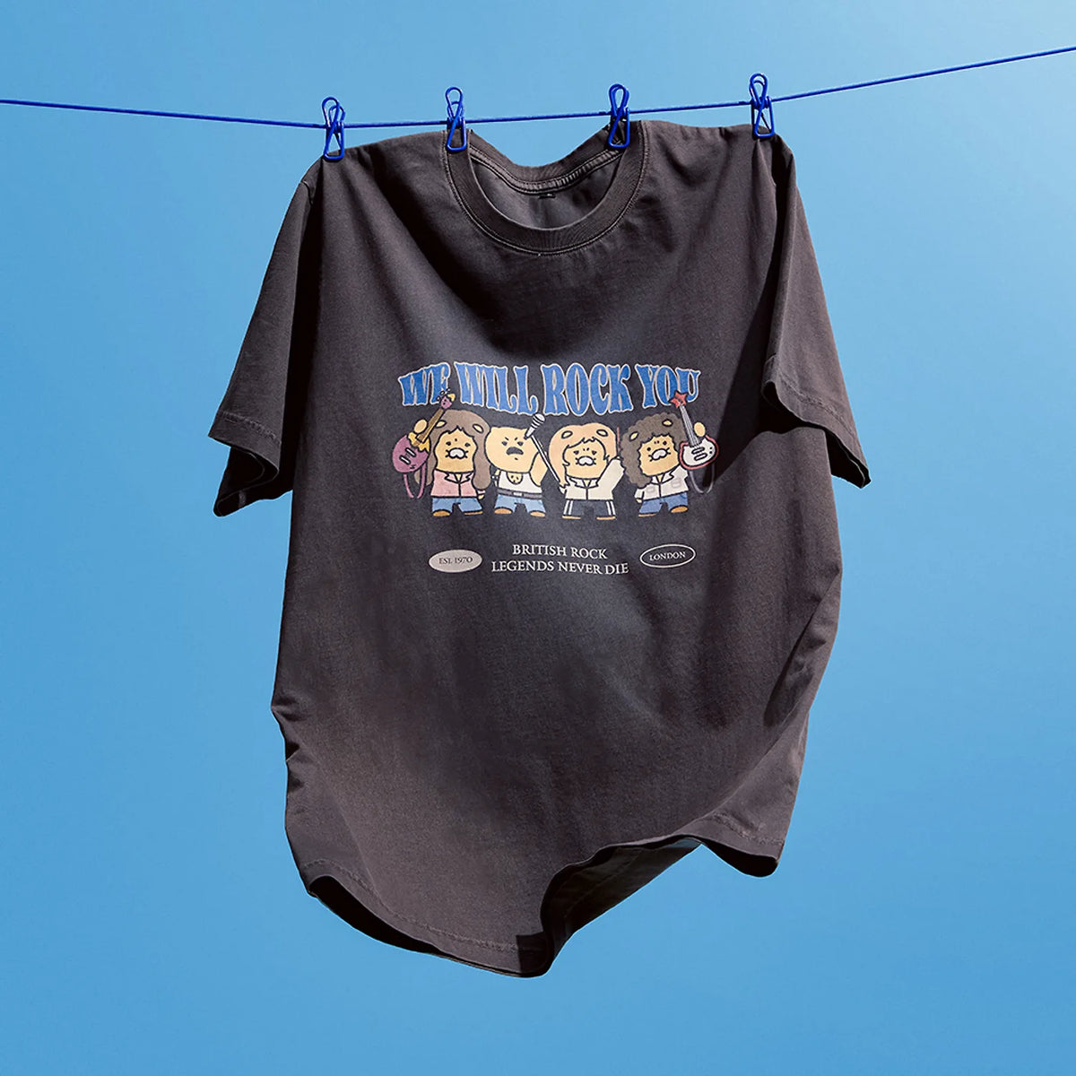 Add a fun character-inspired touch to your everyday wardrobe with the Kakao Friends x QUEEN - Chunsik T-Shirt.