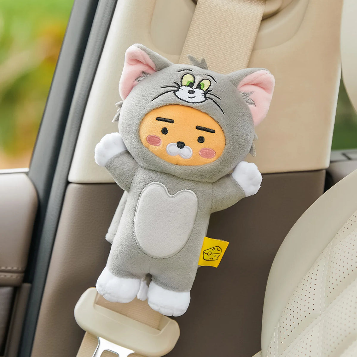 Add a fun touch to your car interior with the Kakao Friends x Tom &amp; Jerry Seatbelt Cover.