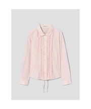 Add a feminine and refined touch to your wardrobe with the Frill Long-Sleeve Collared Shirt from the Kim Minju x Musinsa collaboration.