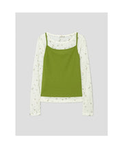 Elevate your casual wardrobe with the Heart Clover Print Layered Jersey Top from the Kim Minju x Musinsa collaboration.
