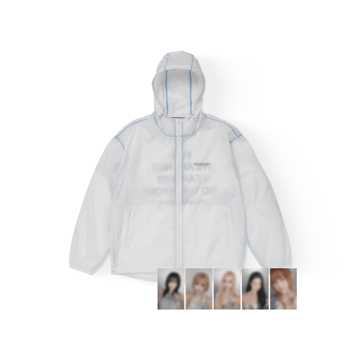 Designed as part of the PUREFLOW collection, this lightweight wind jacket combines everyday functionality with exclusive LE SSERAFIM design elements.