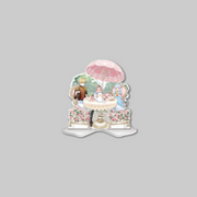 Bring the adorable world of The Black Leopard Family's Snow Leopard Baby: Bloom in the Garden to life with the Acrylic Diorama Stand.