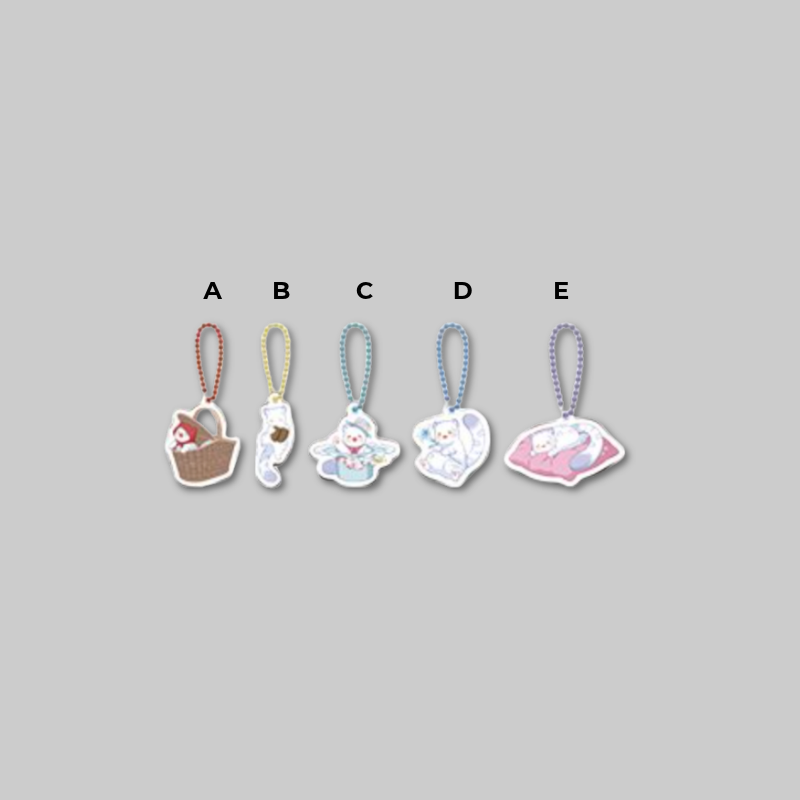 Add a cute and playful touch to your everyday accessories with the Mini Acrylic Keyring from The Black Leopard Family's Snow Leopard Baby: Bloom in the Garden.