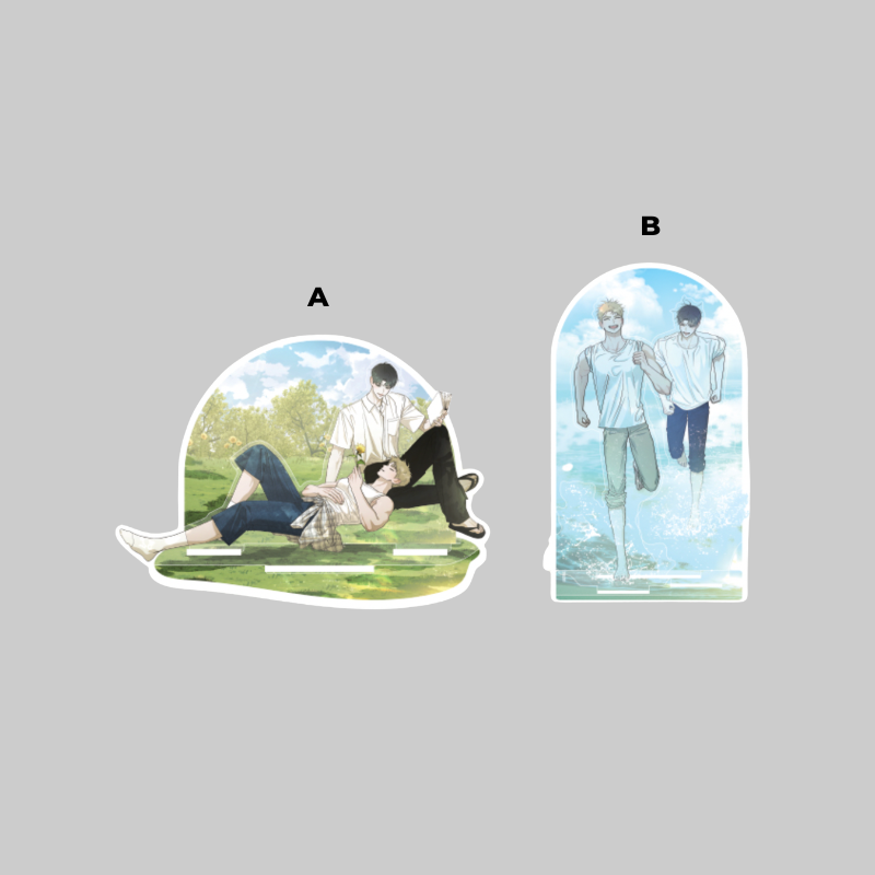 Created for the Red Thread Quest Pop-Up Store, this collectible acrylic diorama stand features exclusive character artwork arranged in a layered design that adds depth and dimension to your display.