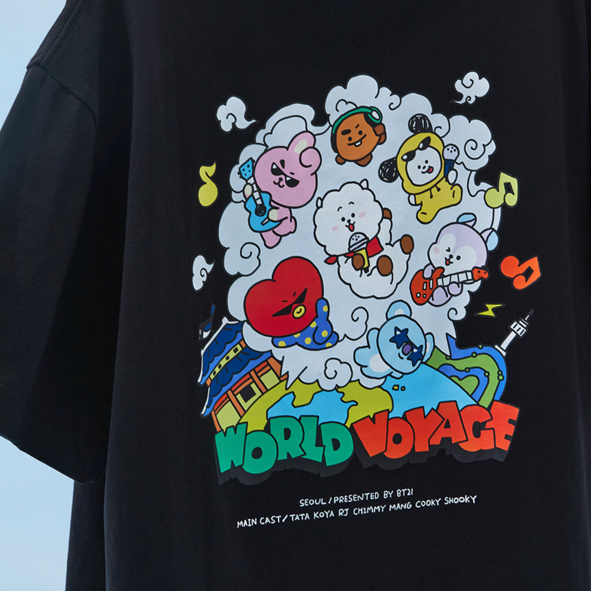 BT21: WORLD VOYAGE - Short Sleeve T-shirt (Black)