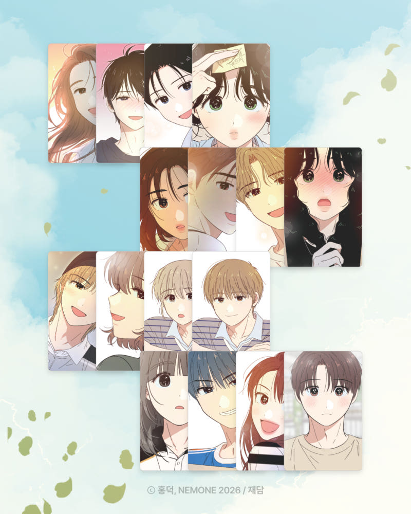 A collectible Photocard Set (Season 2) from Seasons of Blossom, featuring beautifully designed character artwork inspired by the beloved webtoon.