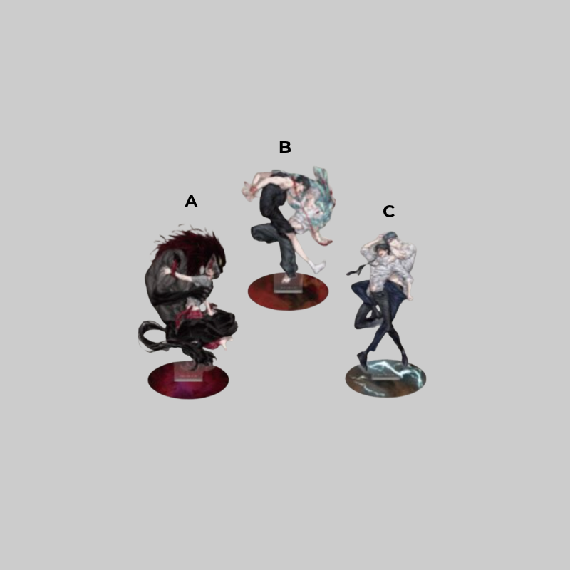 Showcase two series-inspired characters together with the Special Civil Servant Pop-Up Store Pair Acrylic Stand.