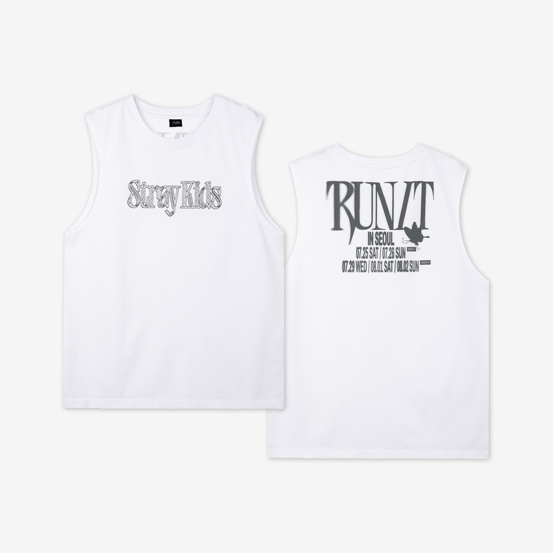 Inspired by the Run It collection, this official sleeveless top features exclusive Stray Kids branding and artwork, making it a stylish choice for concerts, fan events, workouts, casual outings, or everyday wear.