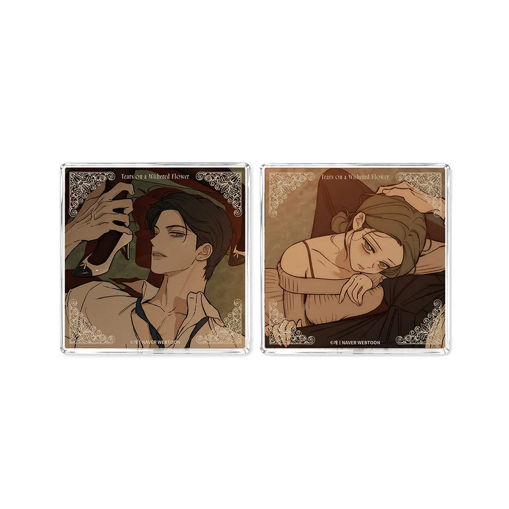 Add a stylish touch to your desk or dining space with the Tears on a Withered Flower – Acrylic Coaster.