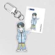 This collectible acrylic keyring features exclusive artwork inspired by The Pizza Delivery Man and the Gold Palace. 