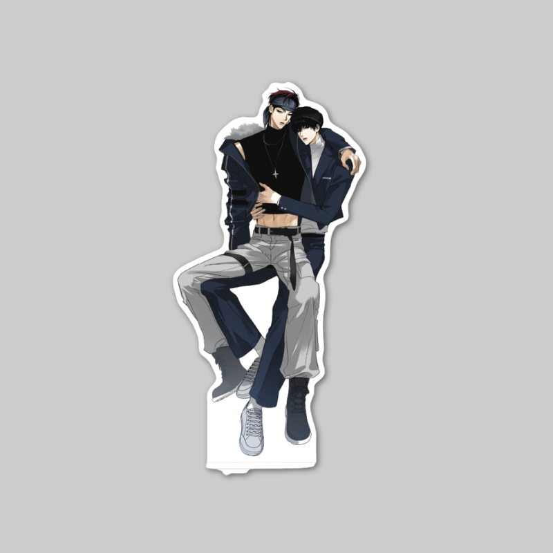 This premium acrylic stand features exclusive Idol AU collaboration artwork from Two Tigers Too Close and BeOn Annex.