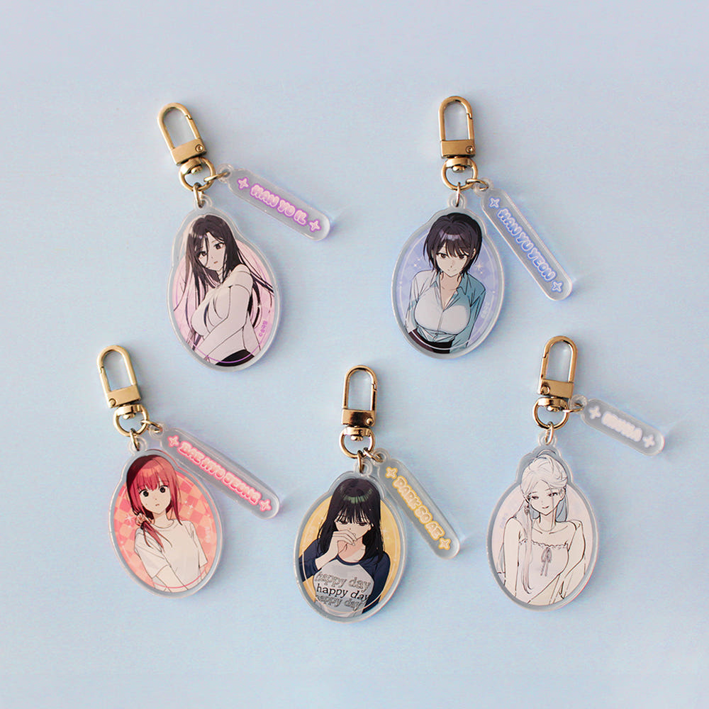 Featuring exclusive artwork inspired by Who’s That Girl, this collectible acrylic keyring showcases charming character illustrations in a compact and portable design.