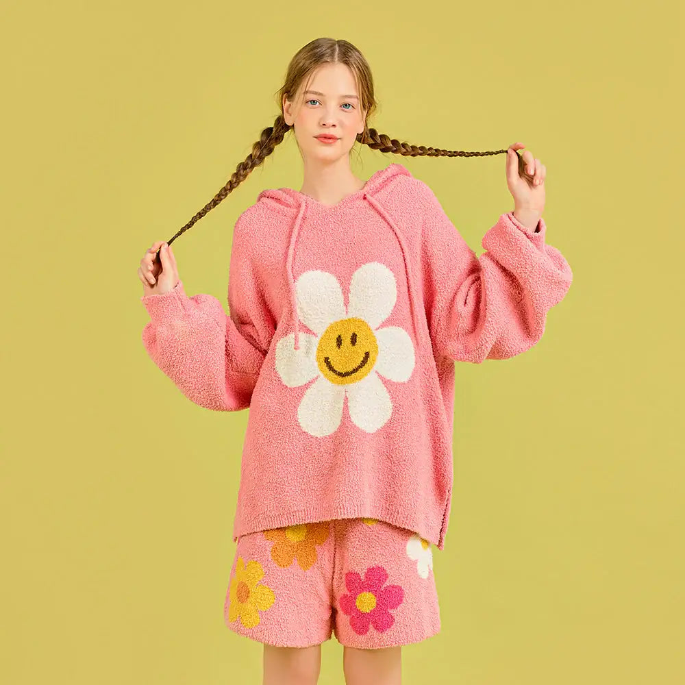 Wiggle Wiggle - Find Your Flower Pink Hooded Pajama Set - Wiggle Wiggle - Pyjamas - Harumio