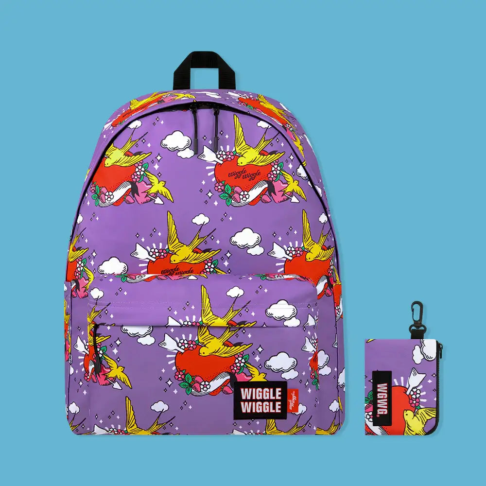 Wiggle Wiggle - Vintage Purple Pattern Backpack - Wiggle Wiggle - Backpack - Harumio