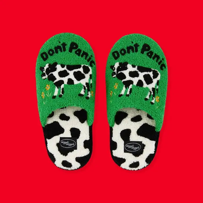 Wiggle Wiggle - Don't Panic Green Terry Home Slippers (Kids) - Wiggle Wiggle - Slipper - Harumio