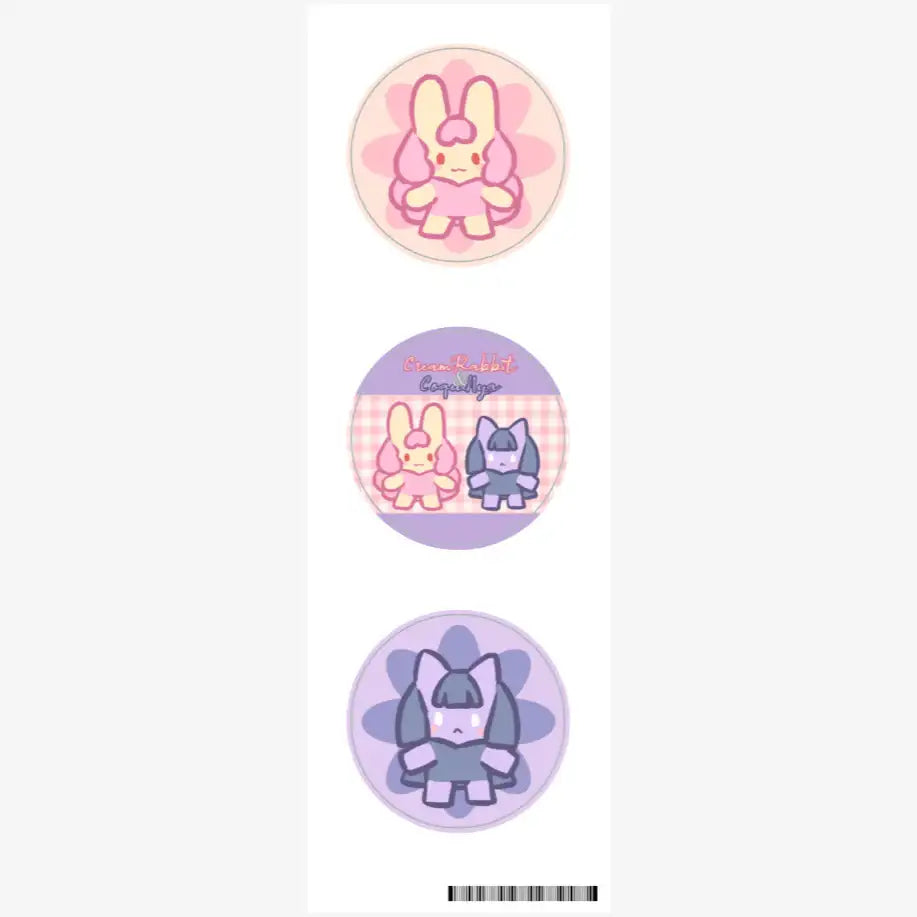 Peach Tart - Cream Rabbit & Cocoon Cat Sticker - Marpple Shop - Sticker - Harumio