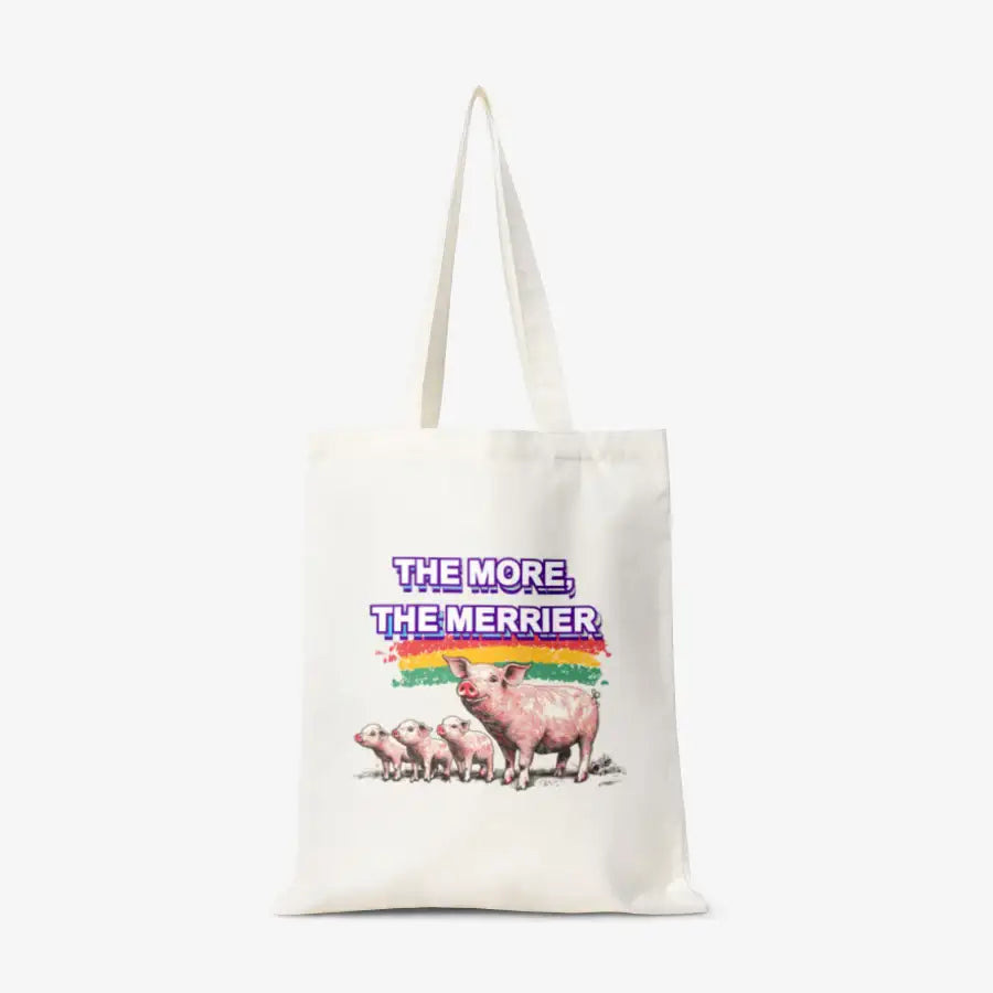 Woori Doori - Pig with Flowers Basic Cream ECO Bag - Marpple Shop - Eco Bag - Harumio