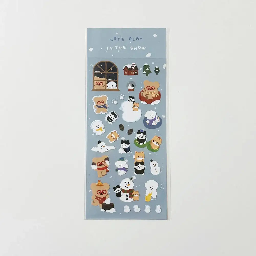 Teteum - Let's Play in the Snow Sticker - Teteum - Stationary - Harumio