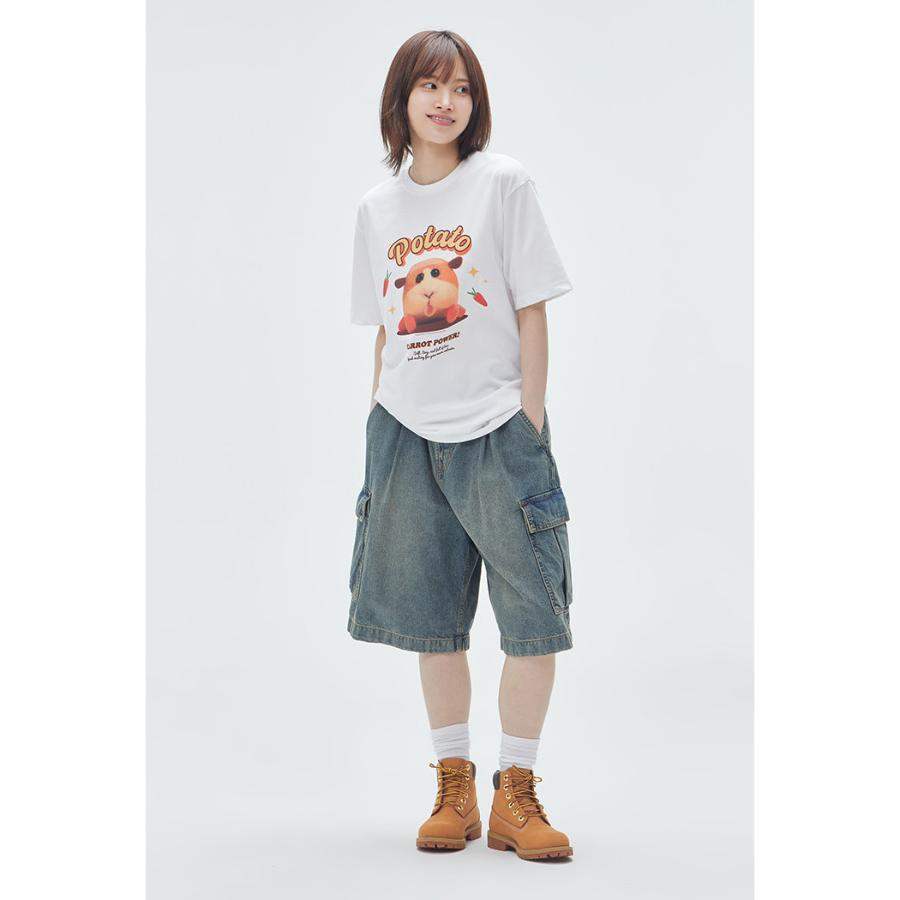 SPAO x Pui Pui Moruka - Short Sleeve T-Shirt (Orange) - SPAO - T-Shirt - Harumio