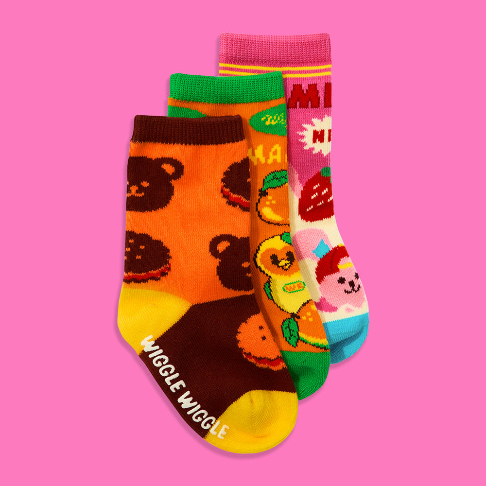 Wiggle Wiggle - Sweet Dessert Pattern Socks 3-Piece Set (Kids)