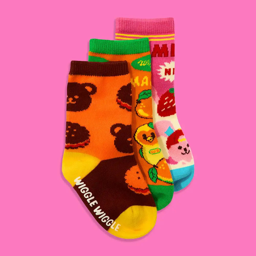 Wiggle Wiggle - Sweet Dessert Pattern Socks 3-Piece Set (Kids) - Wiggle Wiggle - Socks - Harumio