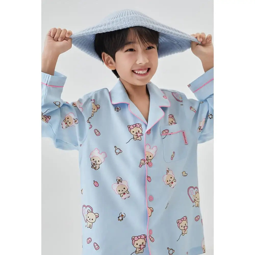 SPAO x Rilakkuma - Kuma's Free Time Long Sleeve Pajamas (Kids) - SPAO - Pajama Set - Harumio