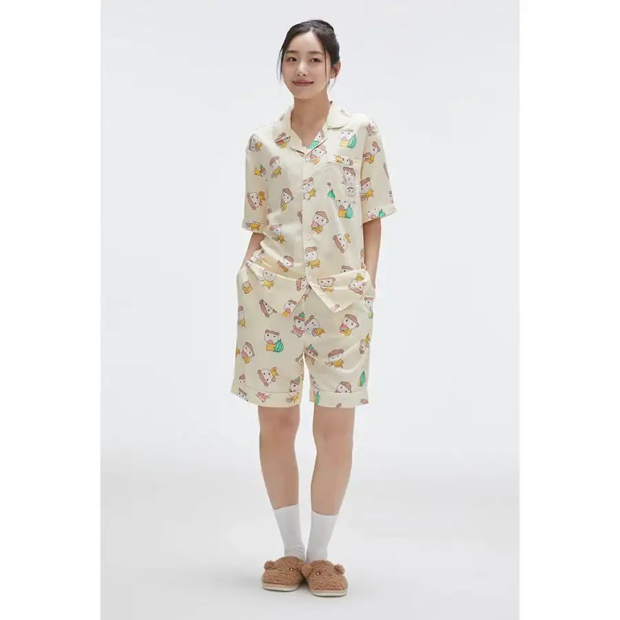 SPAO x Maru is a Puppy - Welcome to Marune Fruit Shop Short Sleeve Pajamas Set - SPAO - Pajamas - Harumio