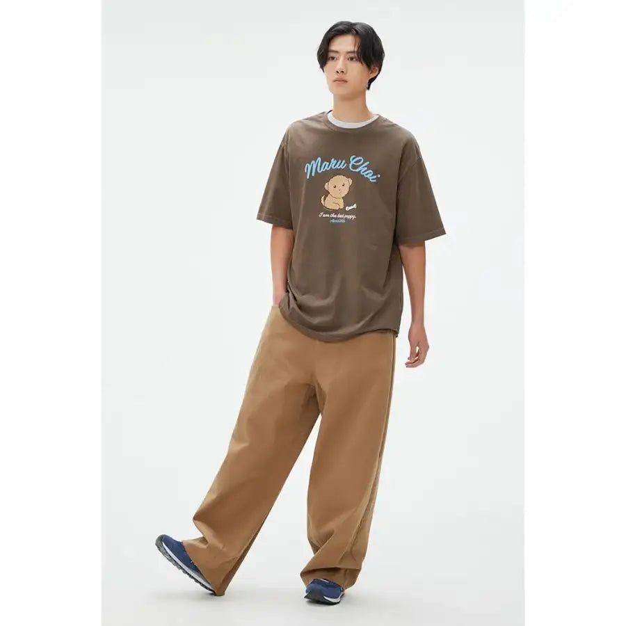 SPAO x Maru is a Puppy - Welcome to Marune Fruit Shop Short Sleeve T-Shirt (BROWN) - SPAO - T-Shirt - Harumio