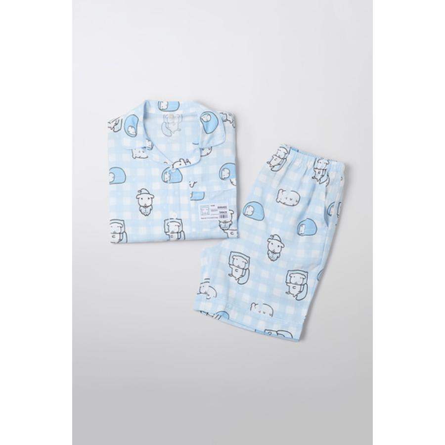 SPAO x Ganadi - Short Sleeve Pajamas Set (LIGHT BLUE) - SPAO - Pajamas - Harumio