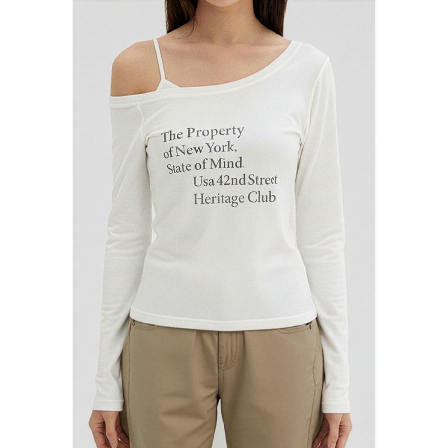 SPAO - Off-Shoulder Long Sleeve T-Shirt