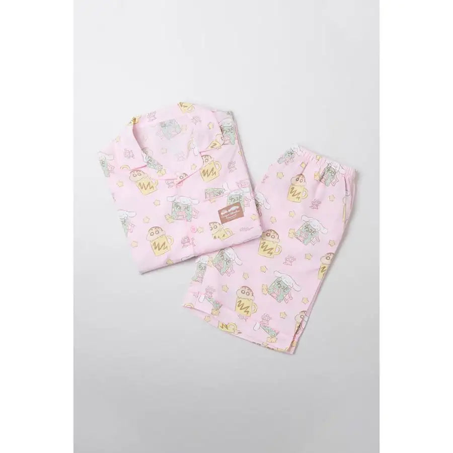 Cinnamoroll X Crayon Shin-chan - Pink Short Sleeve Pajamas Set - SPAO - Pajamas - Harumio