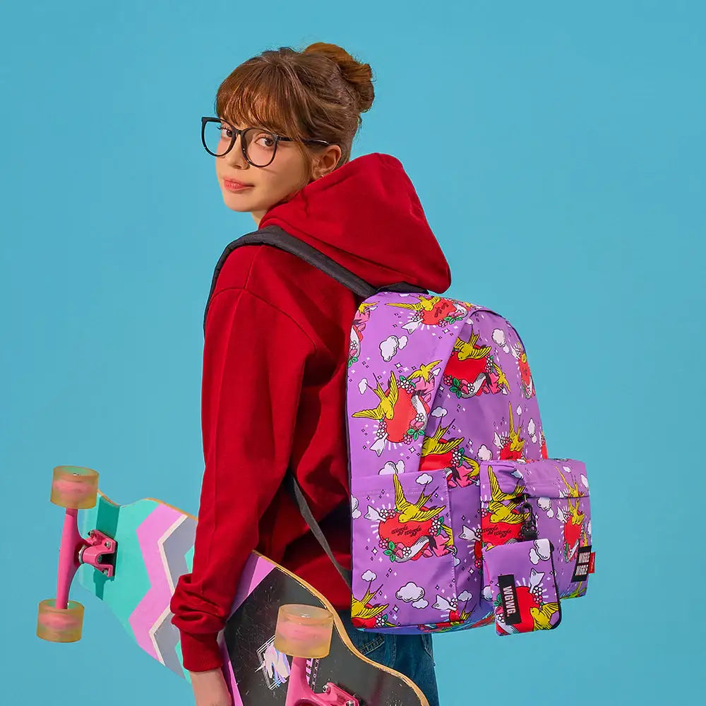 Wiggle Wiggle - Vintage Purple Pattern Backpack - Wiggle Wiggle - Backpack - Harumio