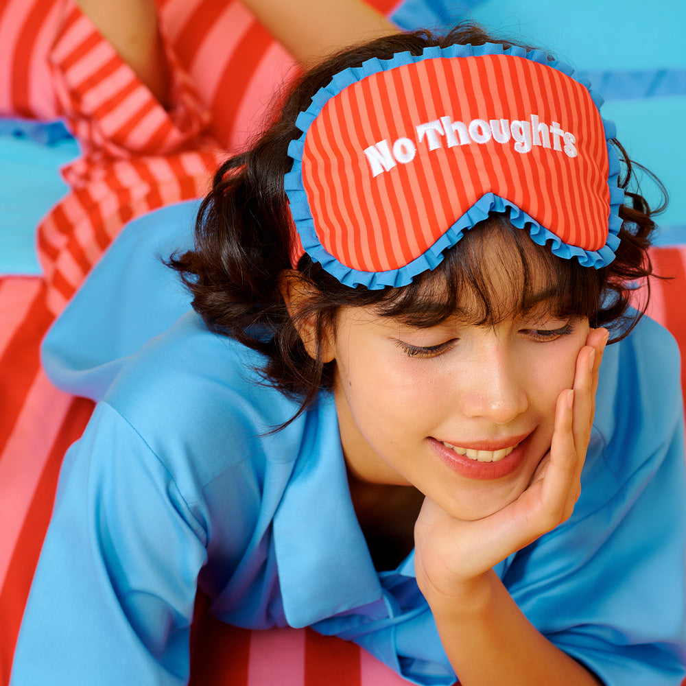 Wiggle Wiggle - Frilled Eye Mask & Pouch Set (Lucky Puppy Blue Stripe)
