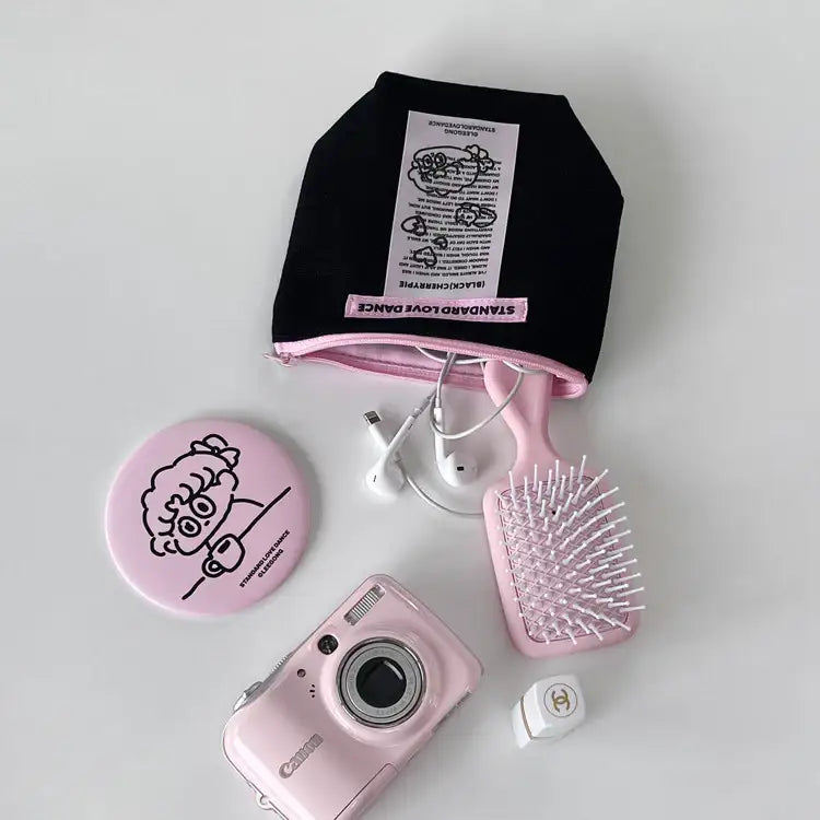 Standard Love Dance - LEEGONG Black Cherry Pie Doodle Pouch - Line Friends Square - Keyring - Harumio