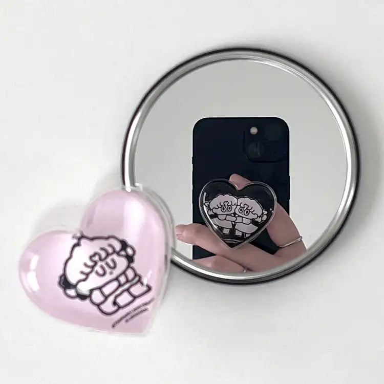 Standard Love Dance - LEEGONG Black Cherry Pie Heart-Shaped Phone Grip - Line Friends Square - Phone Grip - Harumio