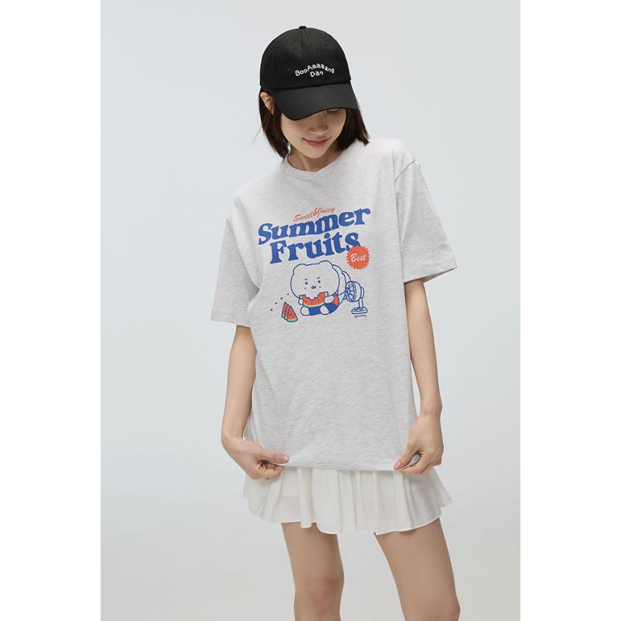 SPAO x Manggeureojin Gom - Light Melange Gray Short Sleeve T-Shirt
