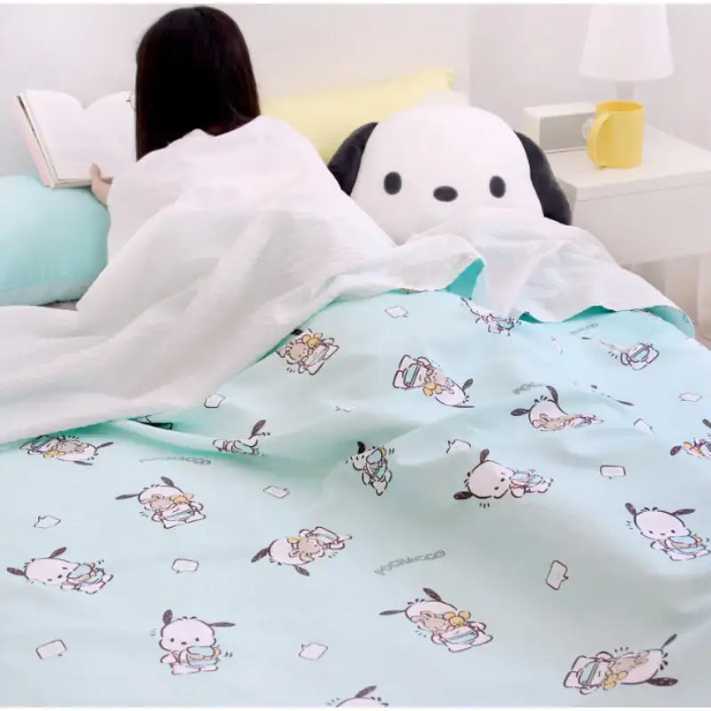 NARA HOME DECO X Sanrio - Pochacco Bamboo Ripple Double Blanket Follow - NARA HOME DECO - Blanket - Harumio