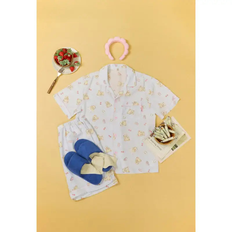 SPAO x Rilakkuma - Kuma's Summer Short Sleeve Pajamas - SPAO - Pajamas - Harumio