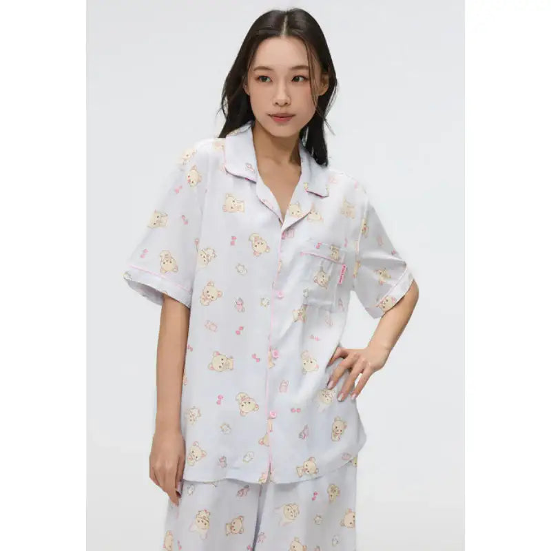 SPAO x Rilakkuma - Kuma's Summer Short Sleeve Pajamas - SPAO - Pajamas - Harumio