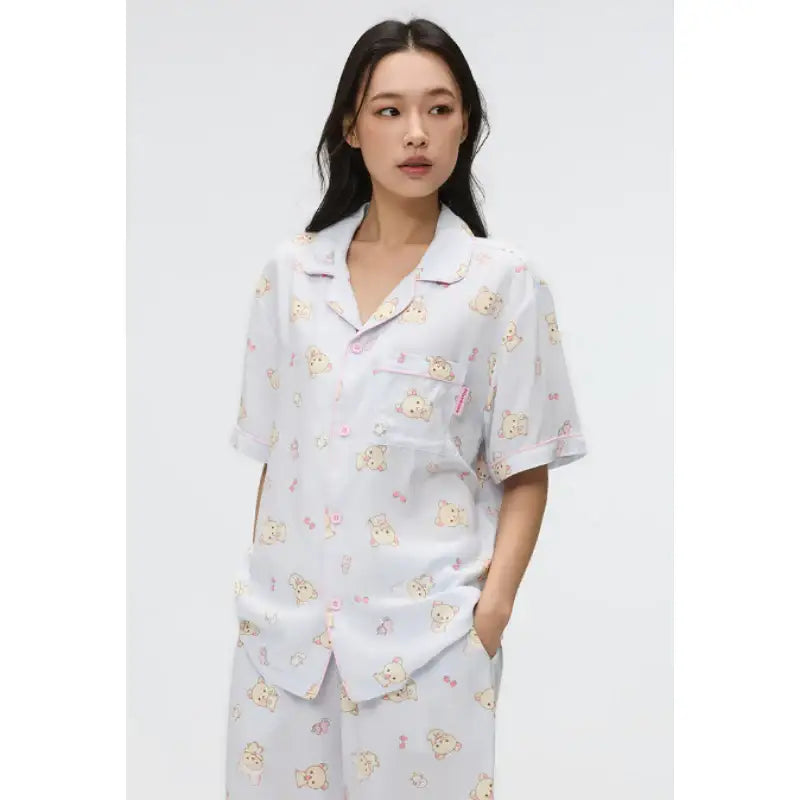 SPAO x Rilakkuma - Kuma's Summer Short Sleeve Pajamas - SPAO - Pajamas - Harumio
