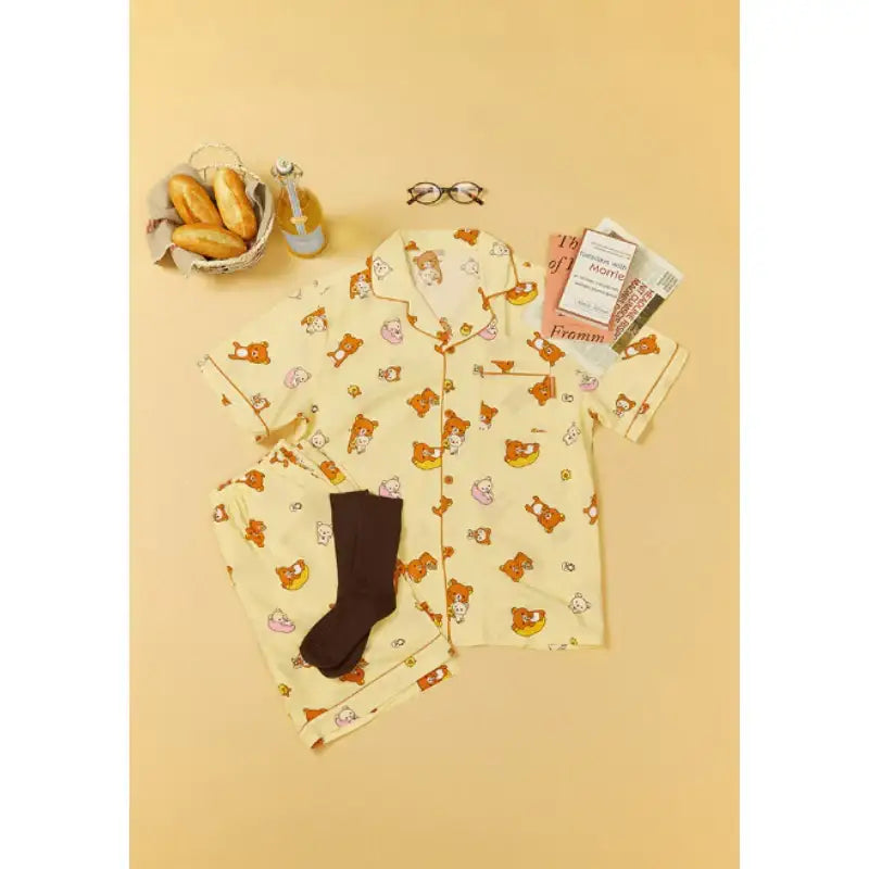 SPAO x Rilakkuma - Kuma's Summer Short Sleeve Pajamas - SPAO - Pajamas - Harumio