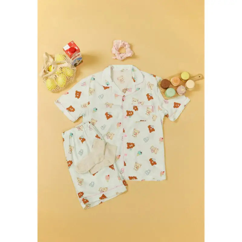 SPAO x Rilakkuma - Kuma's Summer Short Sleeve Pajamas - SPAO - Pajamas - Harumio