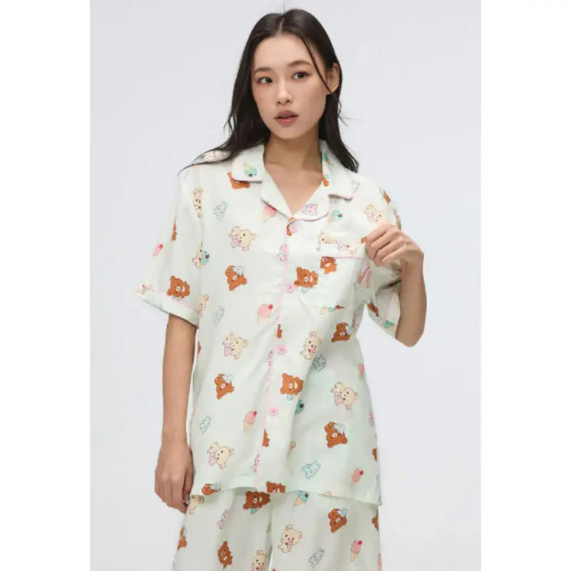 SPAO x Rilakkuma - Kuma's Summer Short Sleeve Pajamas - SPAO - Pajamas - Harumio
