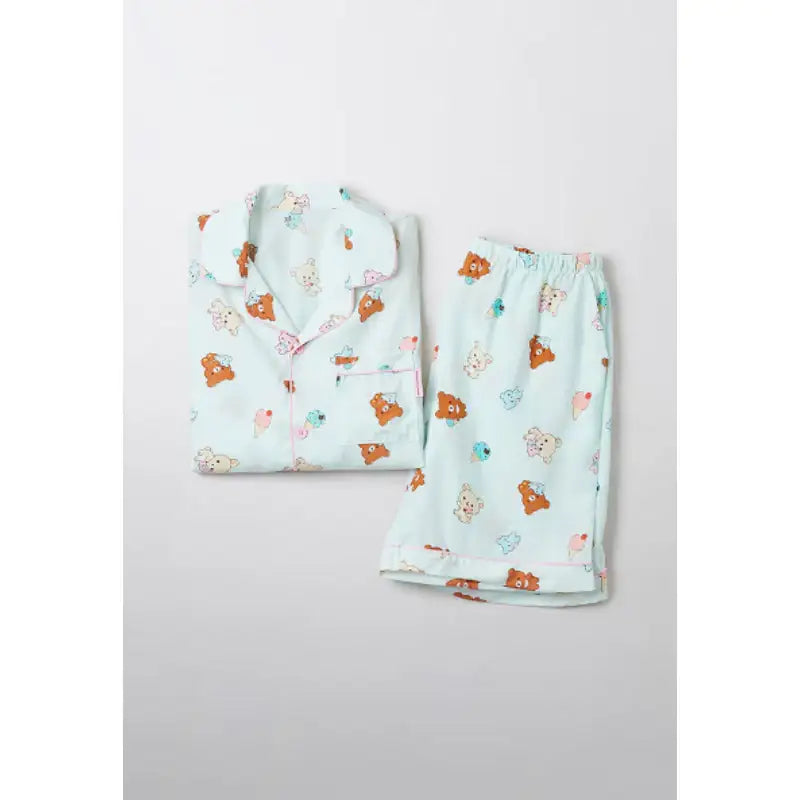 SPAO x Rilakkuma - Kuma's Summer Short Sleeve Pajamas - SPAO - Pajamas - Harumio