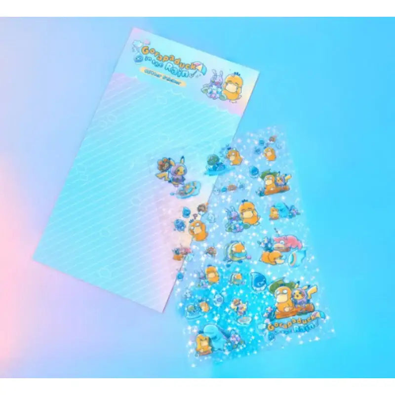 Pokémon Store - Gorapaduck in the Rain Glitter Sticker - Pokémon Store - Sticker - Harumio