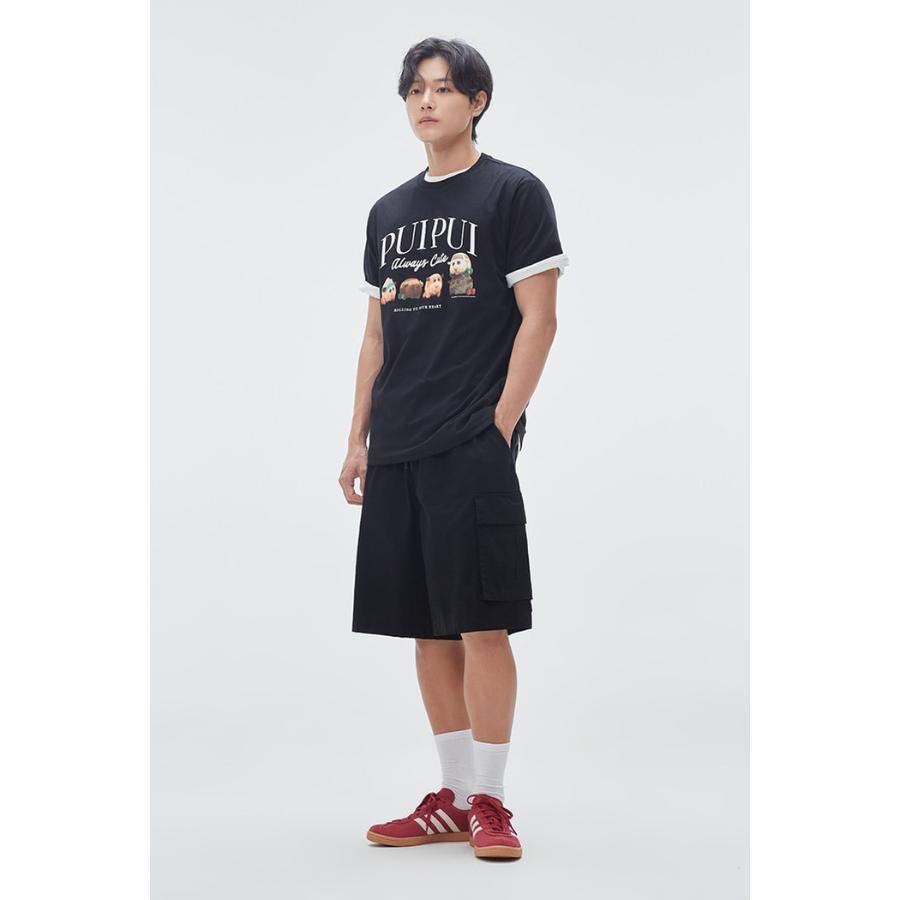 SPAO x Pui Pui Moruka - Short Sleeve T-Shirt (Black) - SPAO - T-Shirt - Harumio